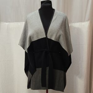 New York & Company Gray and Black Poncho